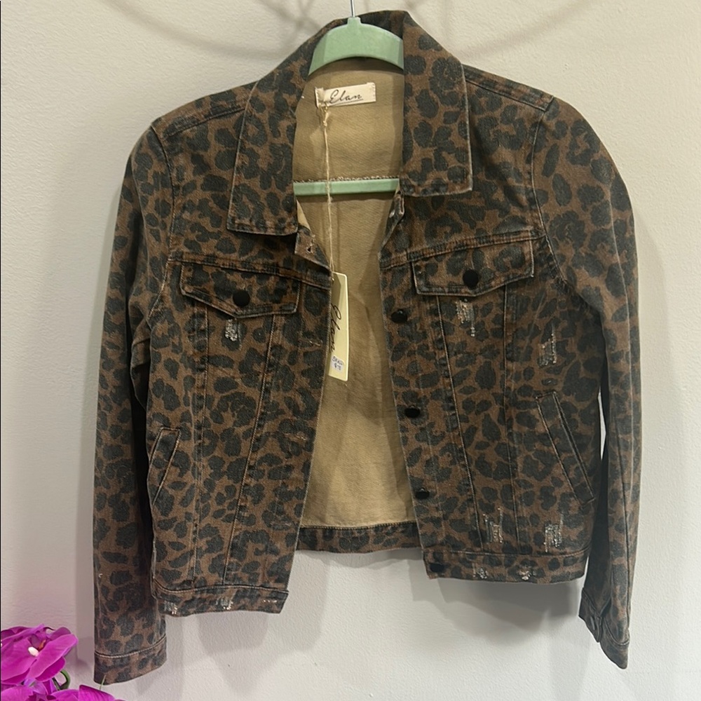 Leopard Print Denim Jacket